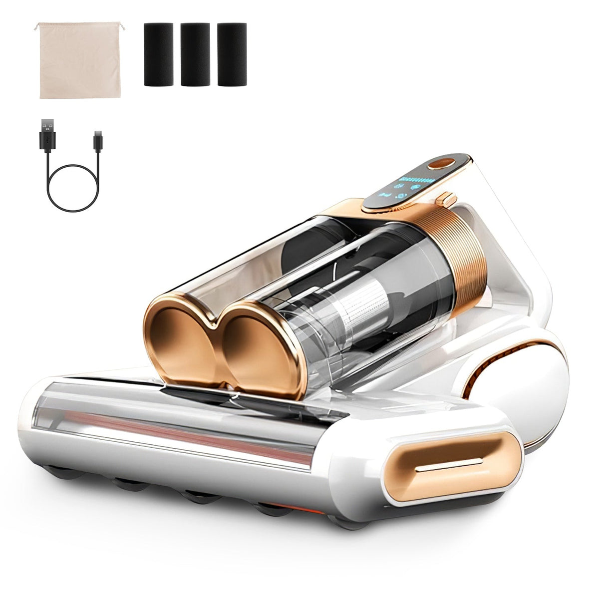16KPa Mattress Vacuum – Handheld UVC Cleaner with Dual Dust Bins & Washable Filter