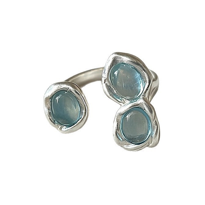Niche Design Textured Silver-plated Matte Trendy Ring