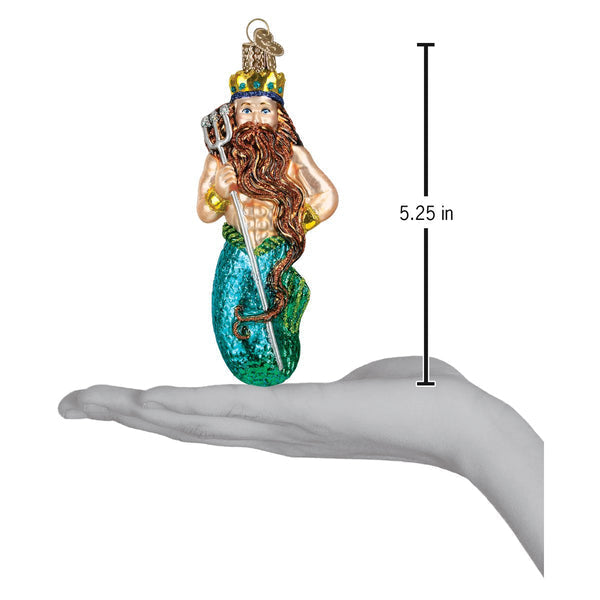Neptune Merman Glass Ornament