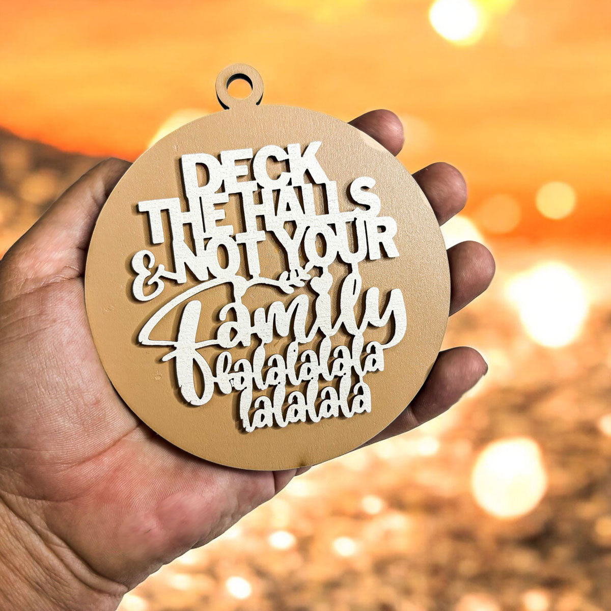 Deck The Halls 12 Colors Wooden Holiday Ornament With Cheeky Fa La La Lyrics And Rustic Finish