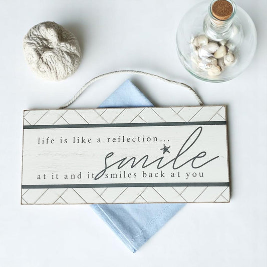 Smile Beach Wooden Wall Sign 11x5 Coastal Starfish Decor Modern Geometric