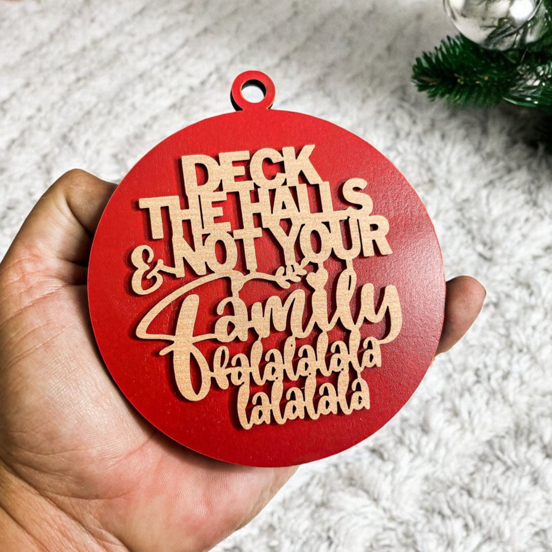 Deck The Halls 12 Colors Wooden Holiday Ornament With Cheeky Fa La La Lyrics And Rustic Finish