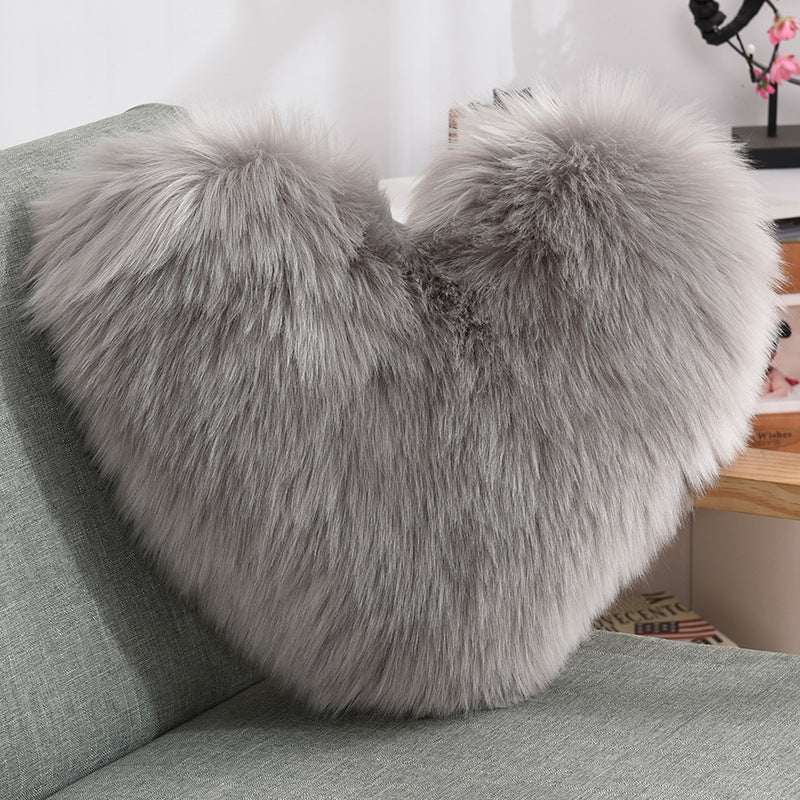Cojines Decorativos Corazón Largos de Peluche Suaves y Esponjosos Funda de Cojín para Sofá Fundas de Almohada Blanco