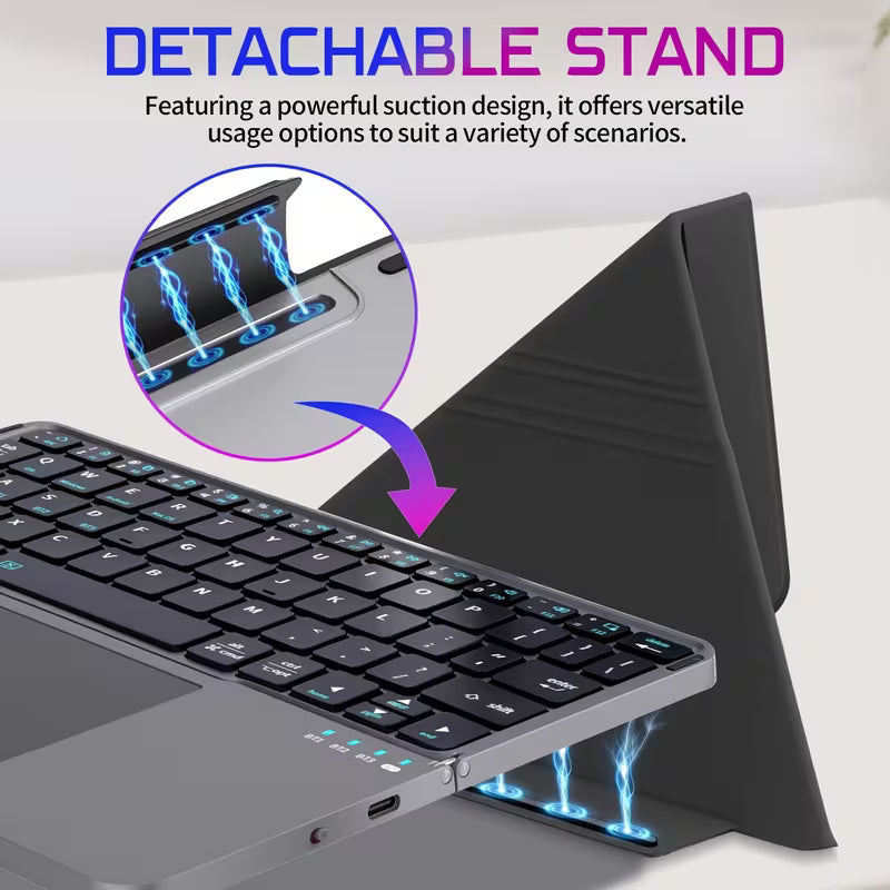 Ultra-Thin Foldable Wireless Keyboard with Touchpad and Stand