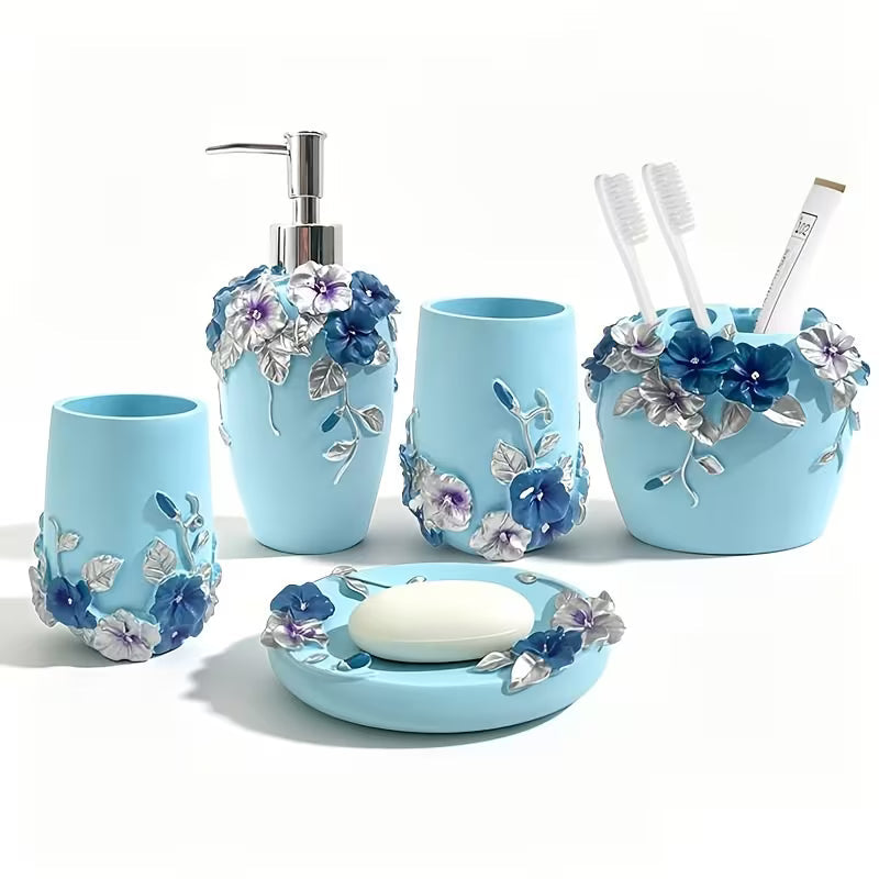 5-Piece Vintage Bathroom Accessories Set with Soap Dispenser