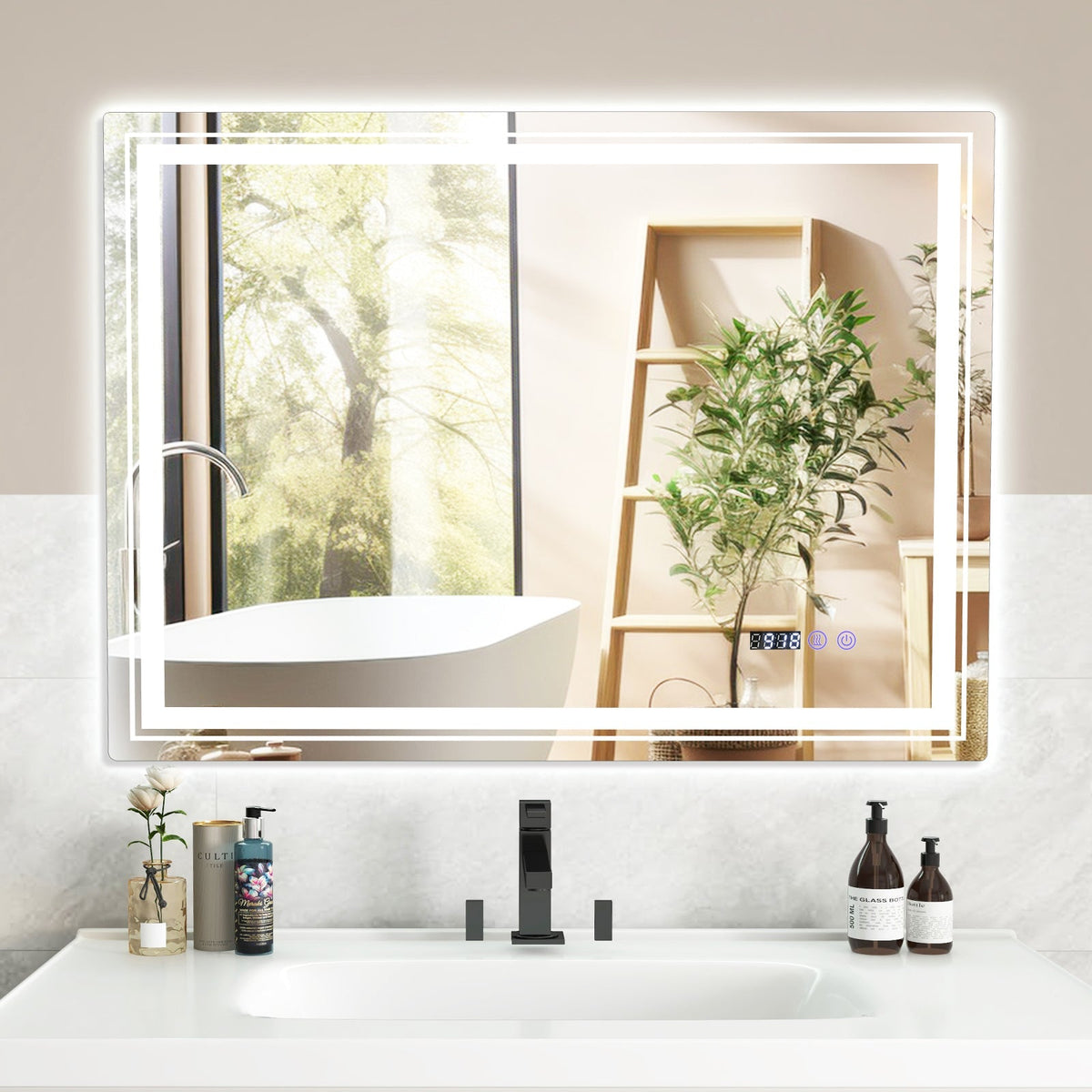 Defogging LED Bathroom Mirror with Memory Function and Anti-Fog