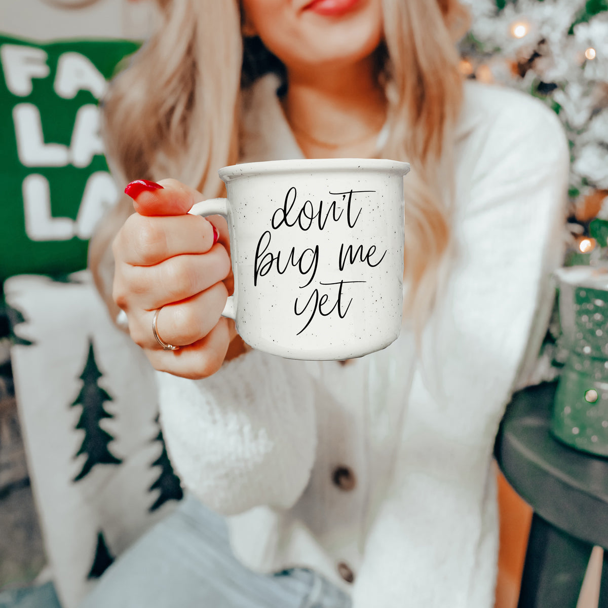 Don't Bug Me Yet 14.5oz Ceramic Coffee Mug Double Sided Morning Warning