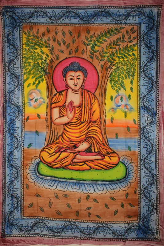 Buddha Meditation Tapestry Under Bodhi Tree Wall Art