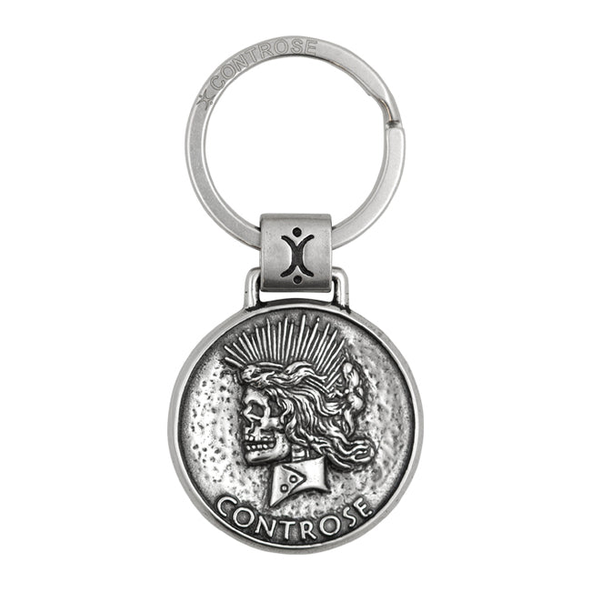 Double Sided Skull Coin Keyring Metal Gothic Skull Keychain