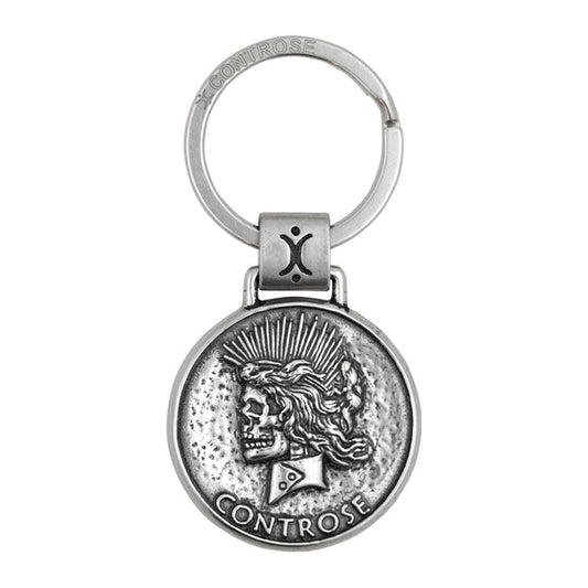 Double Sided Skull Coin Keyring Metal Gothic Skull Keychain