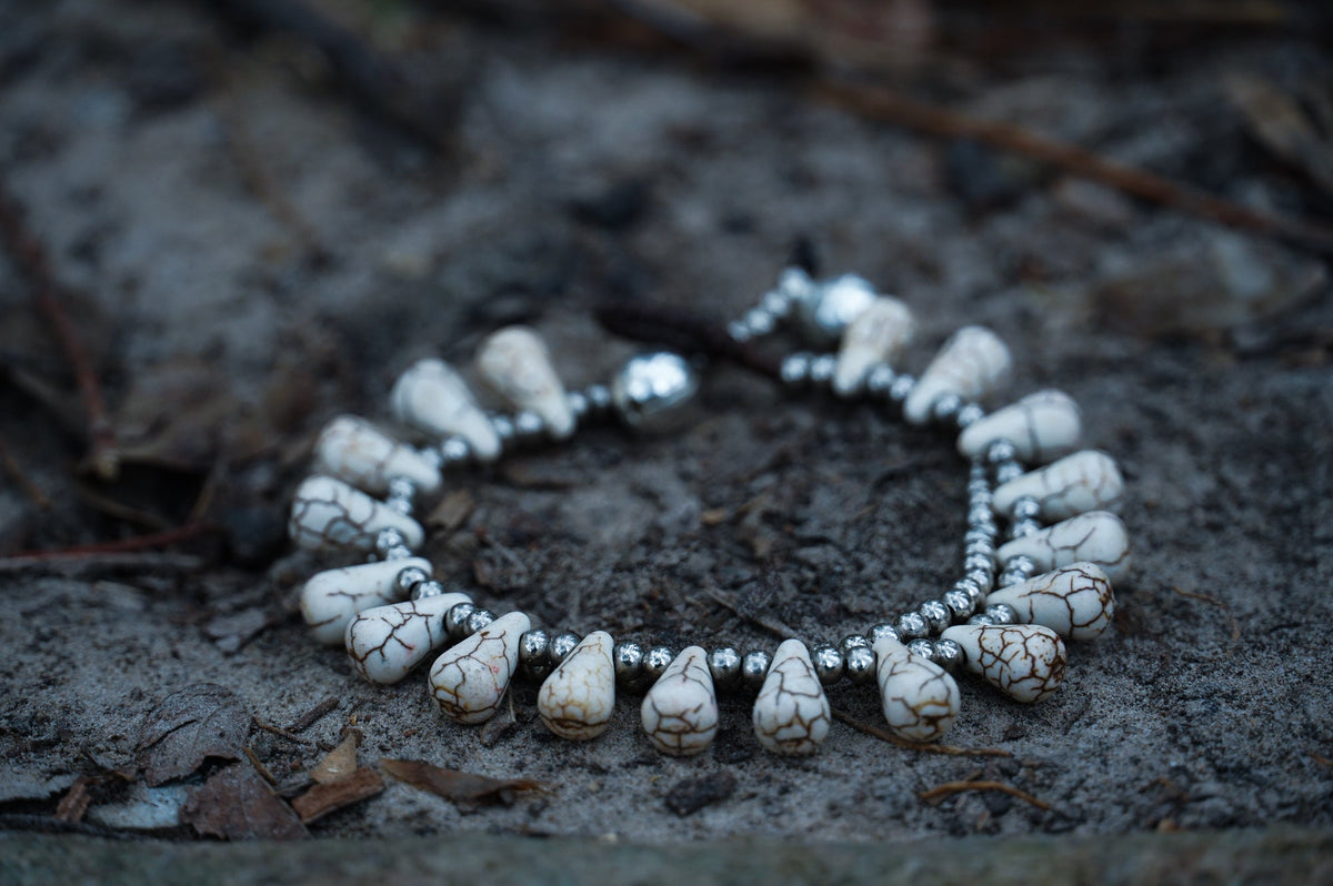 Double Strand Boho Silver Bracelet With Colorful Stones
