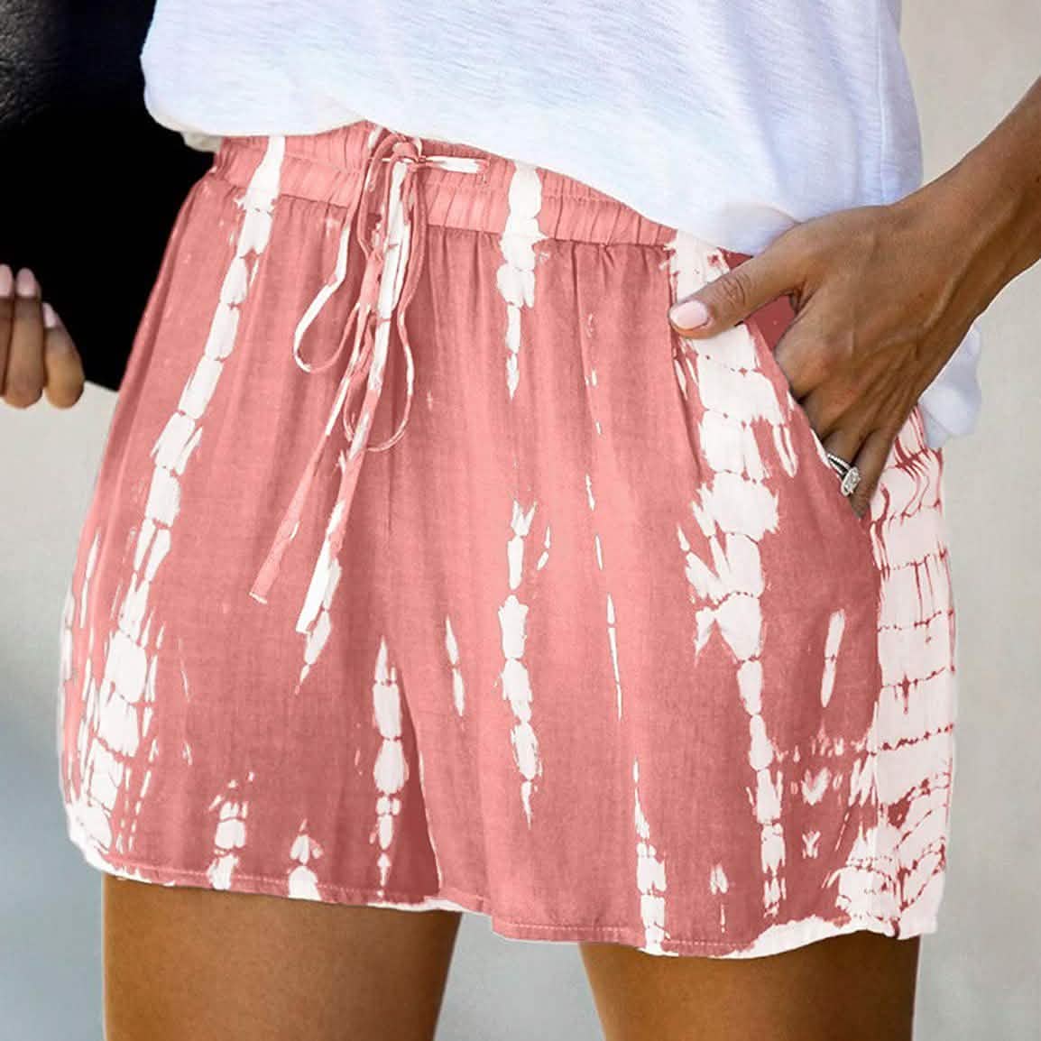 Pantalón Corto Casual Holgado para Mujer Doublju con Cintura Elástica Cómoda y Tirantes
