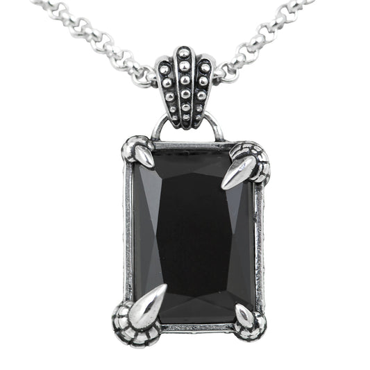 Dragon Claw Necklace Gothic Black Stone Pendant 20 Inch