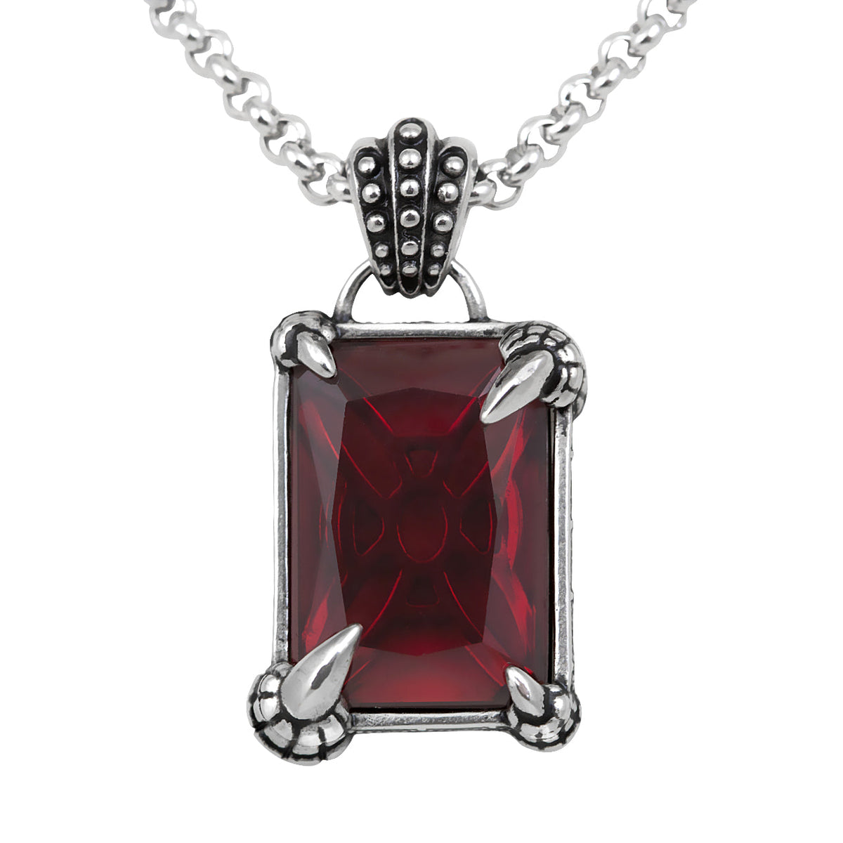 Dragon Claw Necklace With Red Gemstone Pendant Gothic
