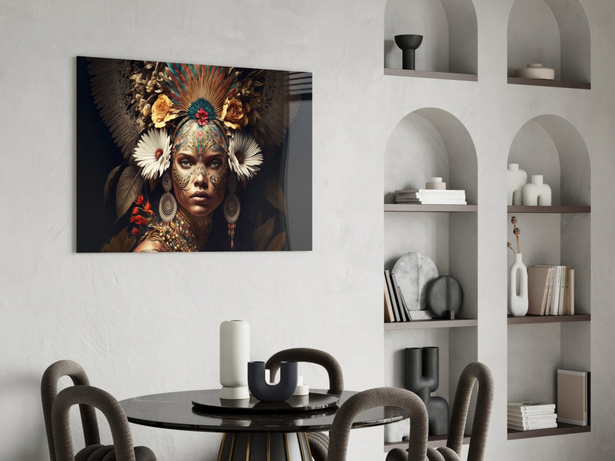 Queen of Flowers Glass Wall Art  || Designer Collection