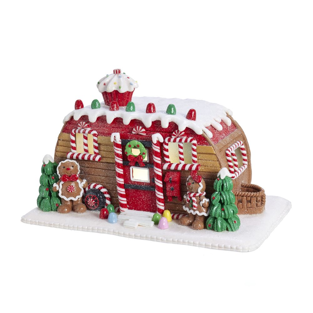 Adorno de mesa LED de caravana Gingerbread Junction