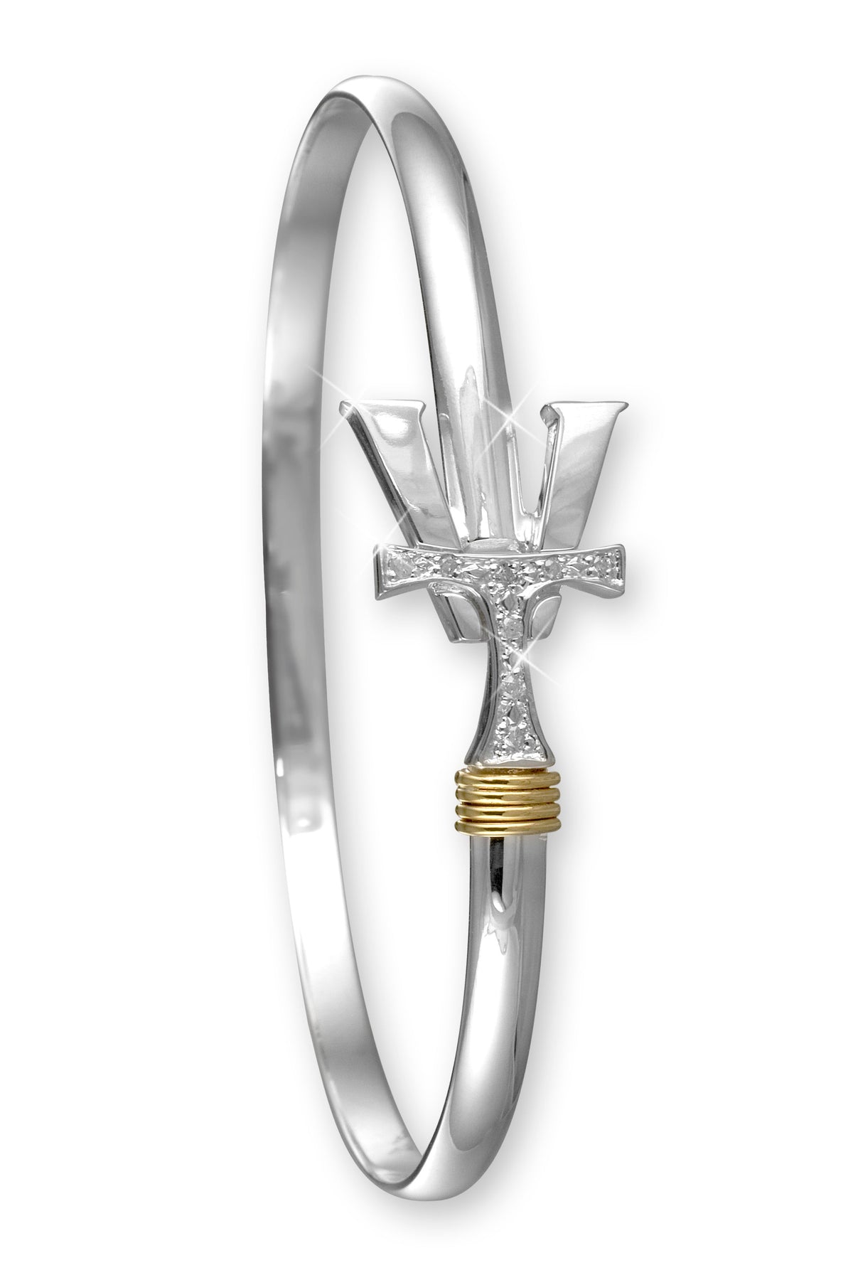 Vermont   Hook Bracelet Silver with Diamond Accents - 4mm Band - 7 Inch