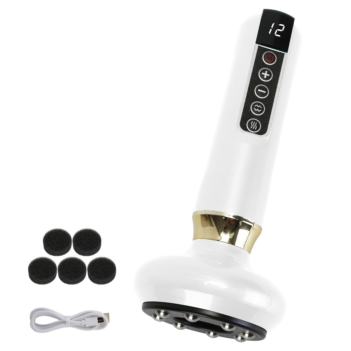 Anti Cellulite Massager Handheld Vacuum SuctionÊCupping Kit Beauty Tool with 12 Suction Mode 12 Heating 20Mins Auto-Off One-Key Pressure Release for A