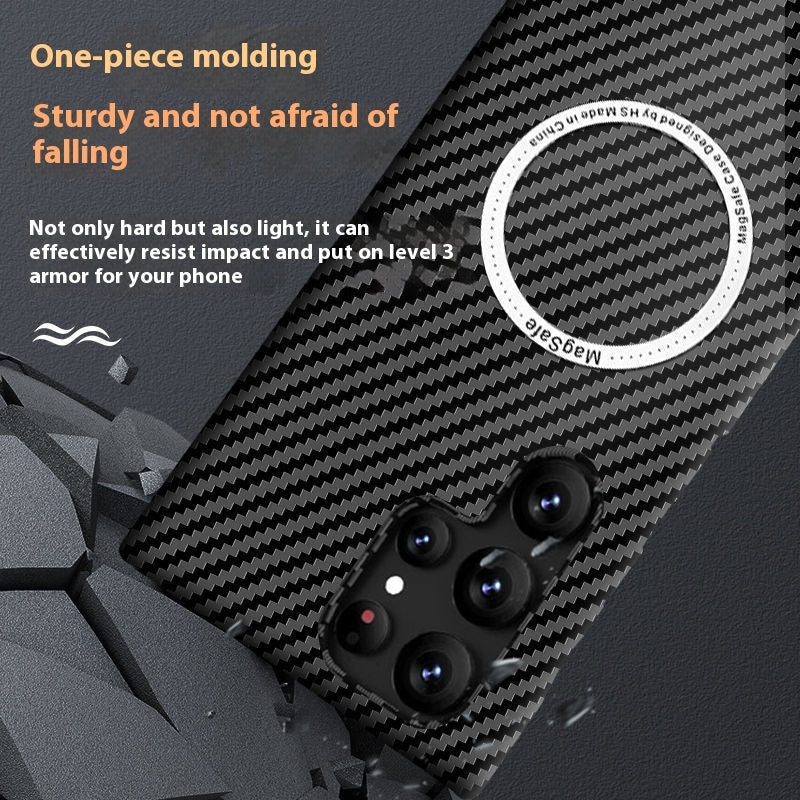 Carbon Fiber Phone Shell Magnetic Kevlar Drop-resistant Protective Case