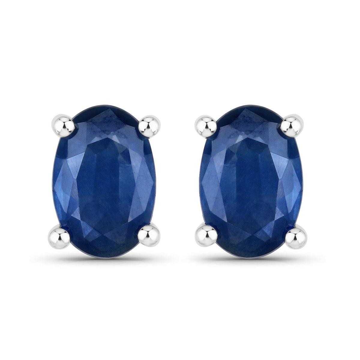 1.04 Carat Genuine Blue Sapphire 14K White Gold Earrings