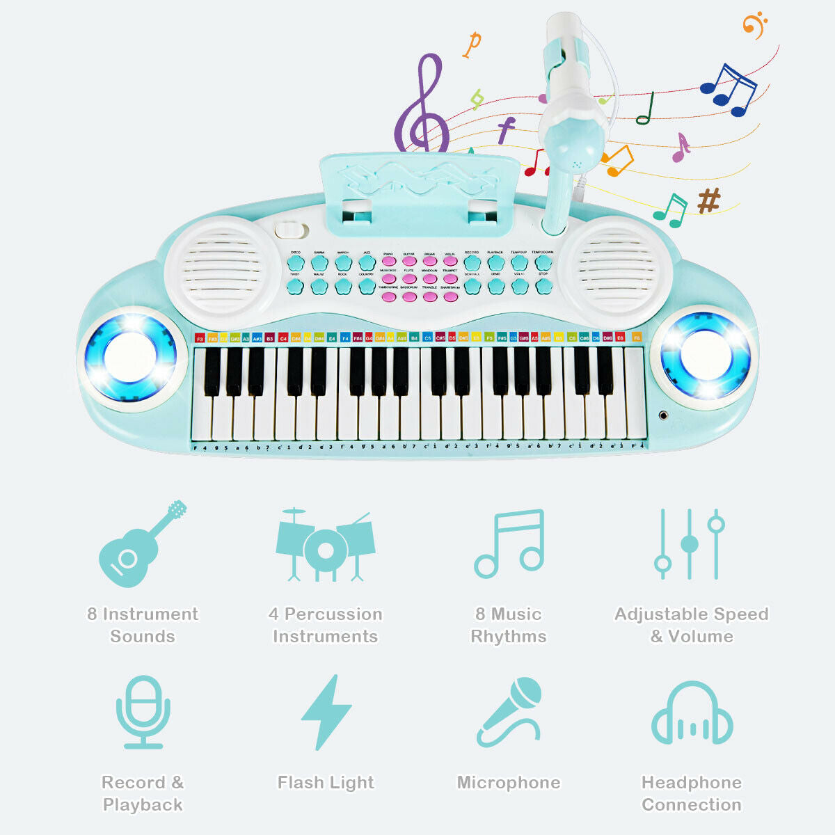 Multifunctional 37 Electric Keyboard Piano with Microphone