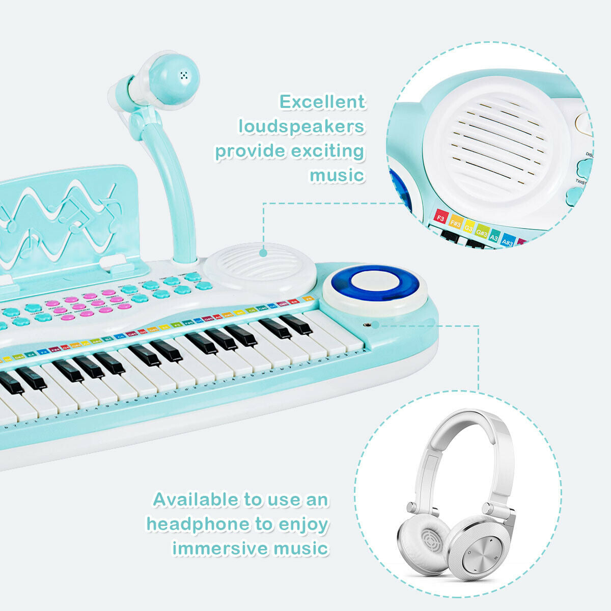 Multifunctional 37 Electric Keyboard Piano with Microphone