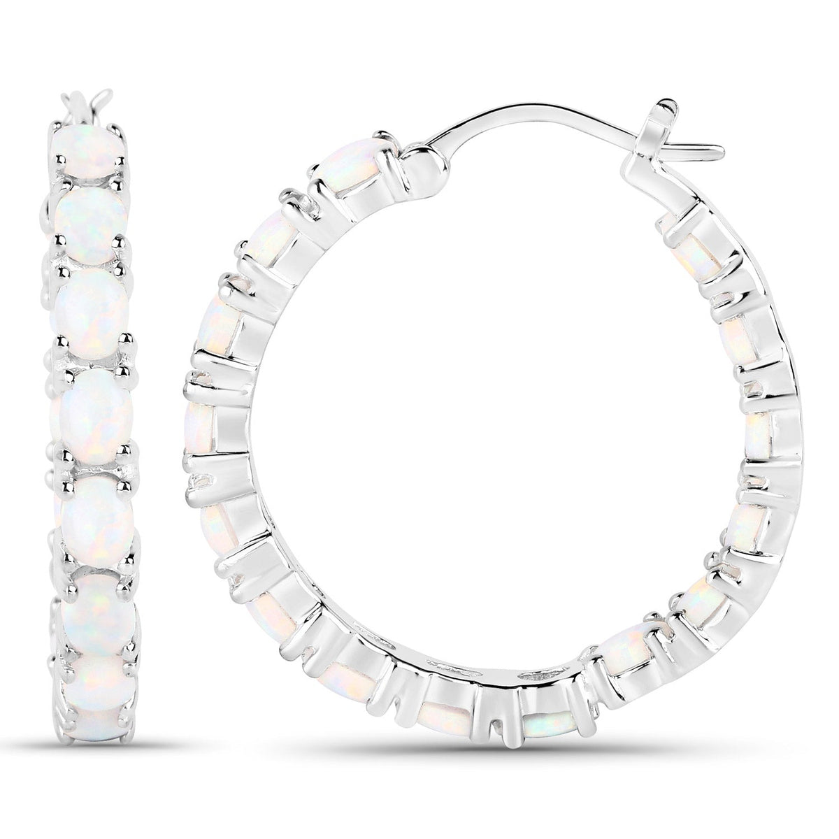 2.05 Carat Genuine Created Opal .925 Sterling Silver Earrings