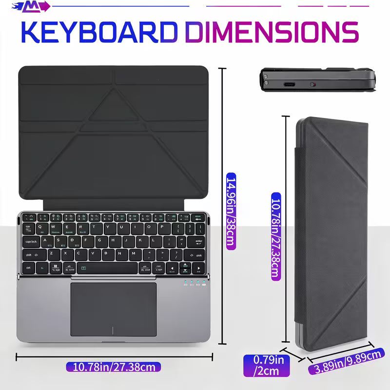 Ultra-Thin Foldable Wireless Keyboard with Touchpad and Stand
