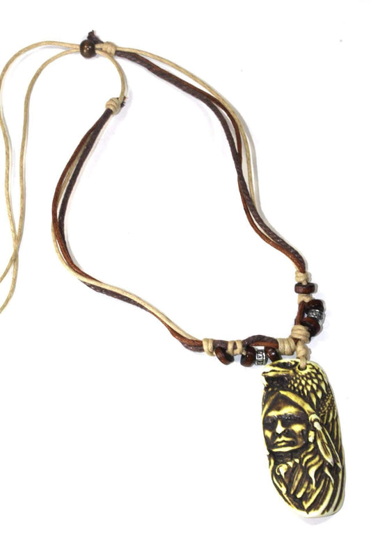Eagle Pendant Boho Necklace Leather Cord Tribal Charm
