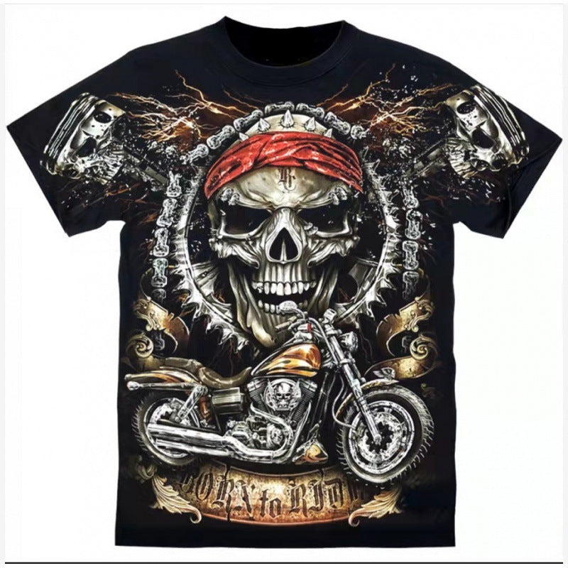 Printed Short-sleeved Leisure Motorcycle