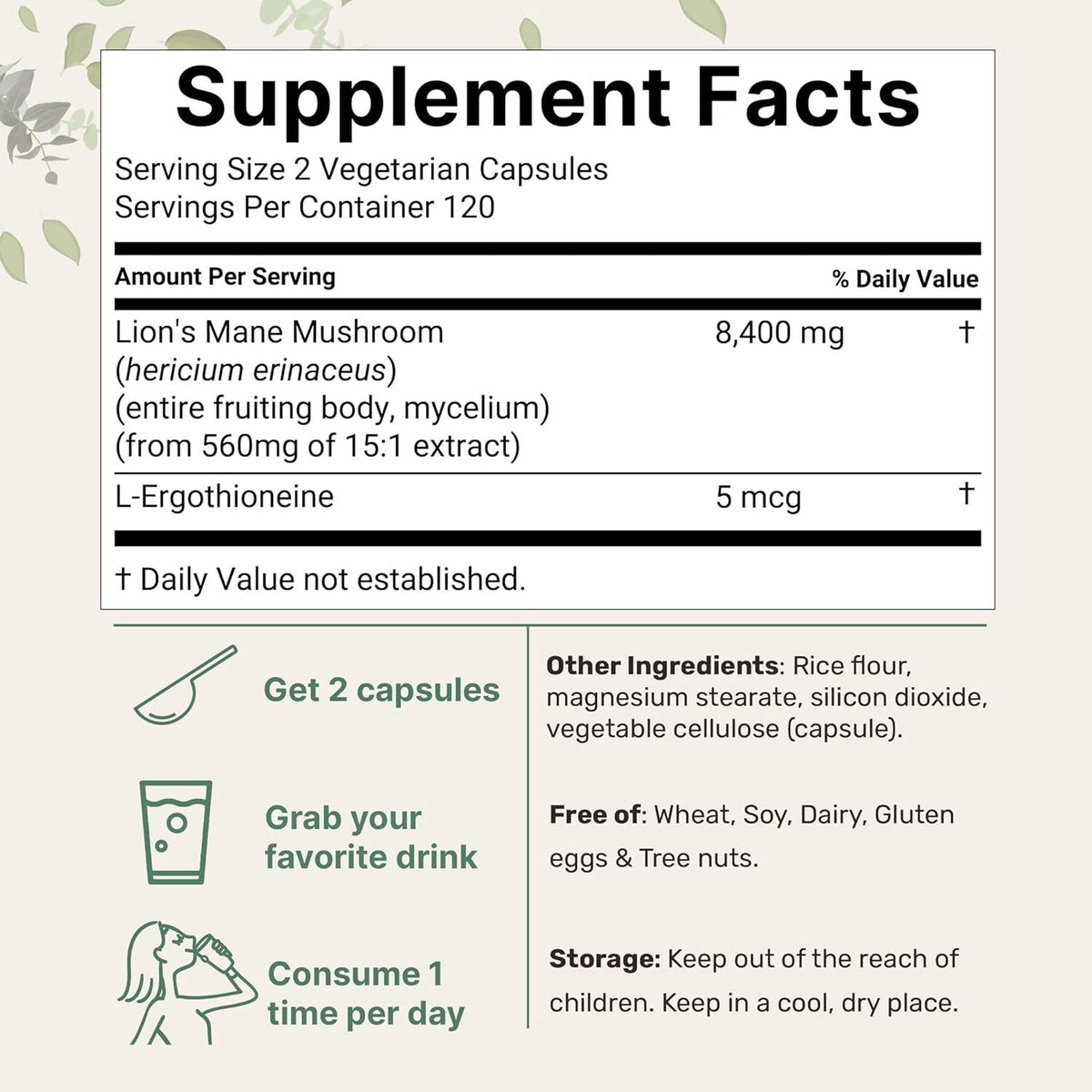 Lion Mane Capsule Refined Sulfur Phosphorus