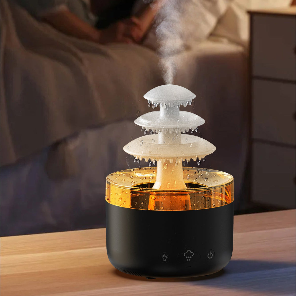 Nuevo humidificador de aire de lluvia en nube, difusor de aromaterapia con aceites esenciales, humidificador de aire de niebla silencioso USB con luz de colores