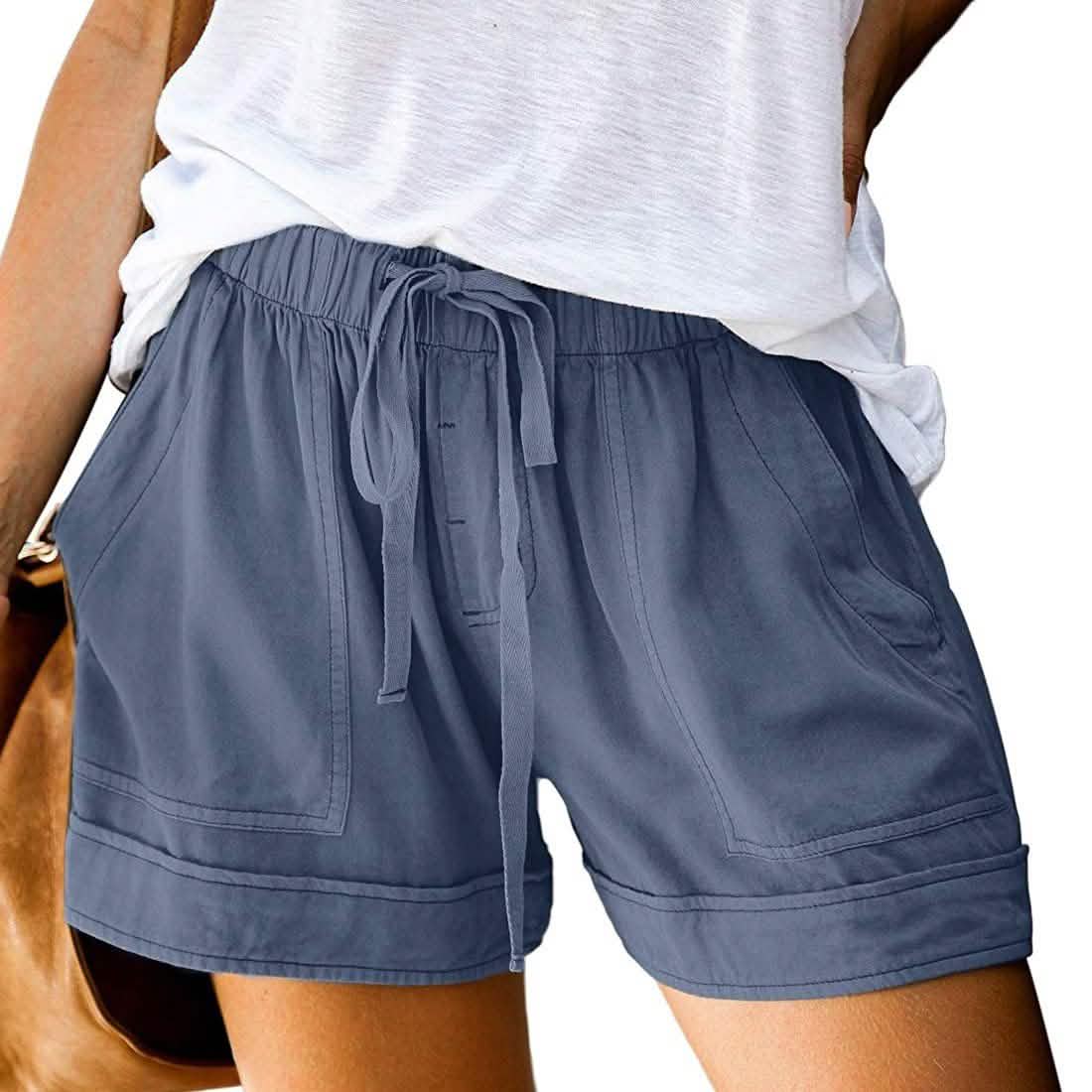 Pantalones cortos de verano informales Elapsy con cintura elástica y cordón para mujer, con bolsillos