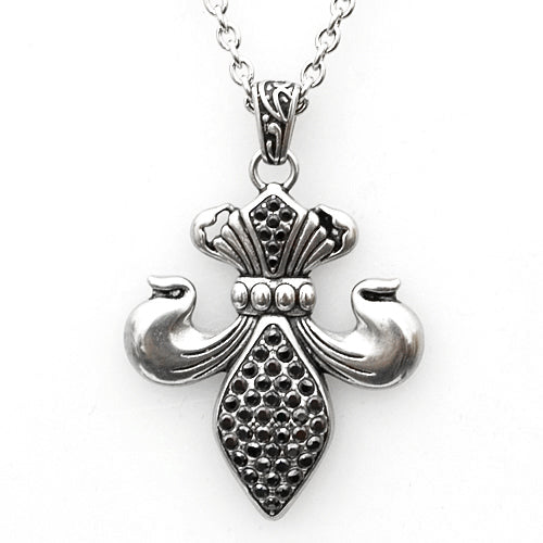 Empress Silver Pendant Necklace Vintage Fleur De Lis Design