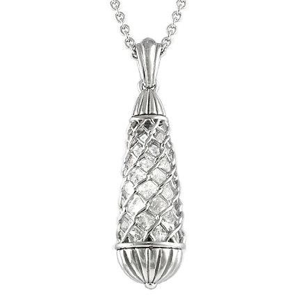 Enmesh White Crystal Drop Pendant Necklace Sterling Silver