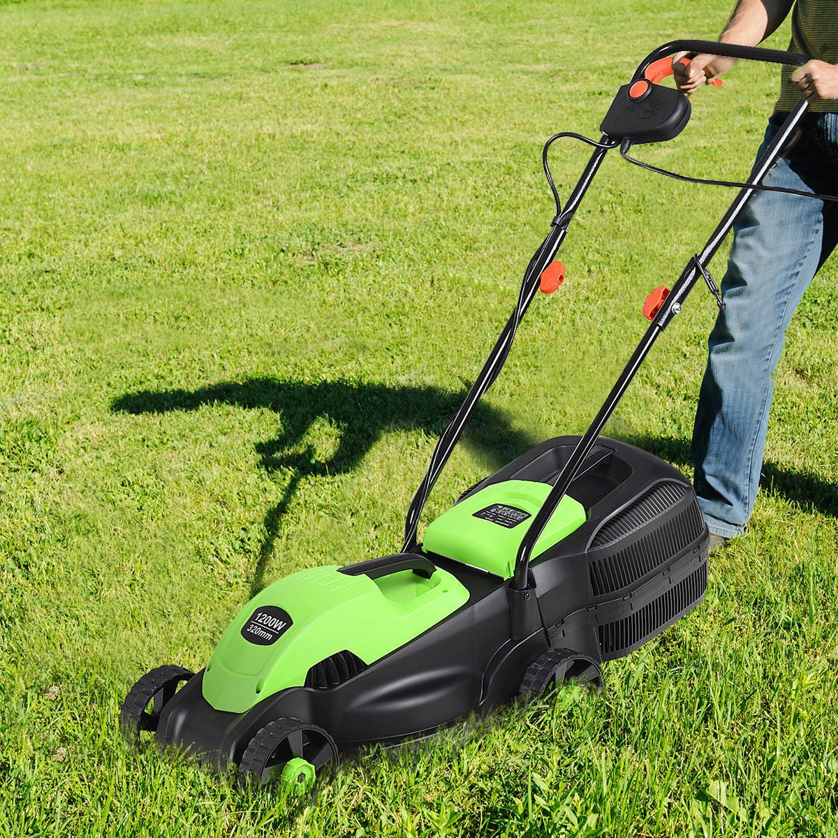 13 Inch Electric Push Lawn Corded Mower with Grass Bag