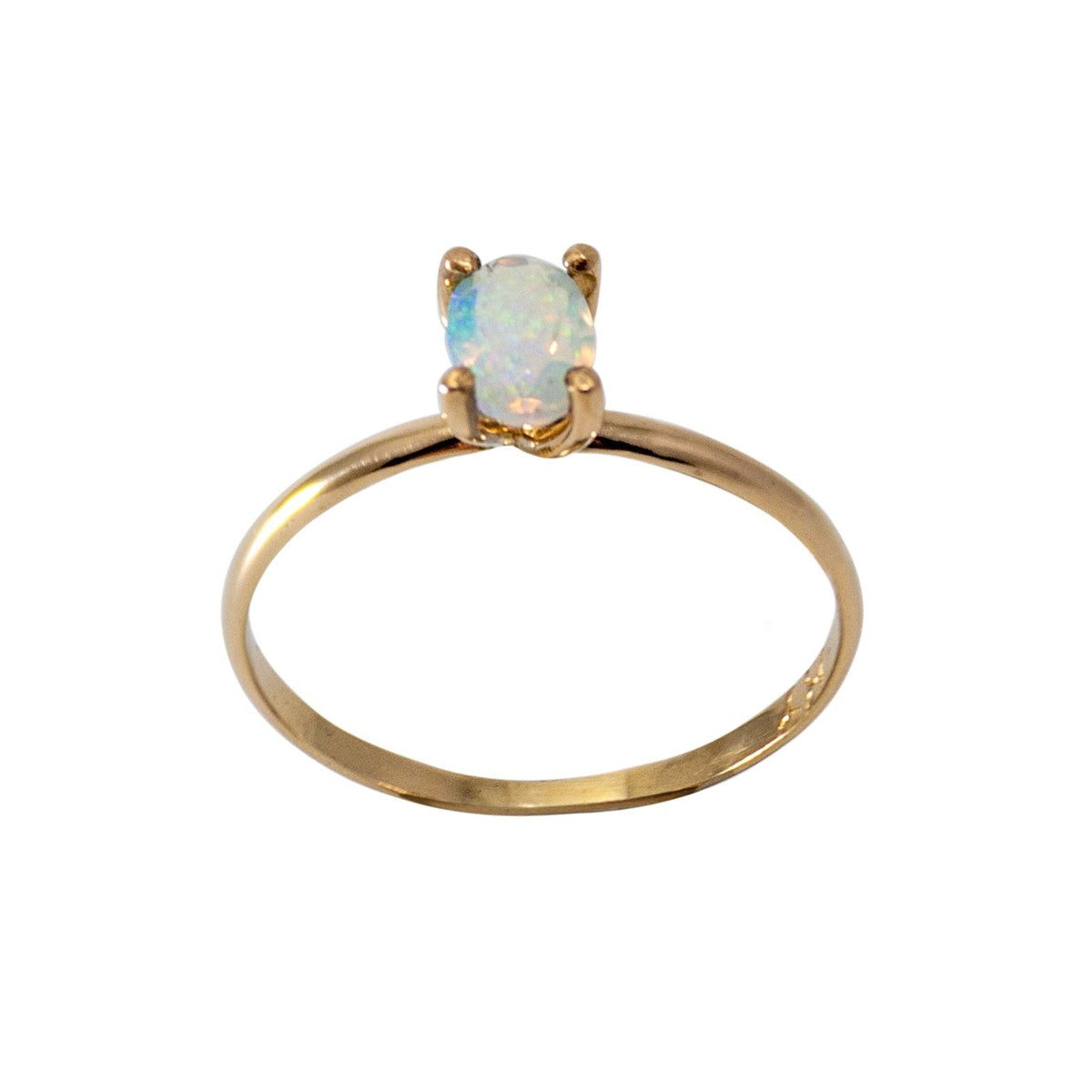 Ethiopian Opal 14K Gold Filled Ring Dainty Solitaire