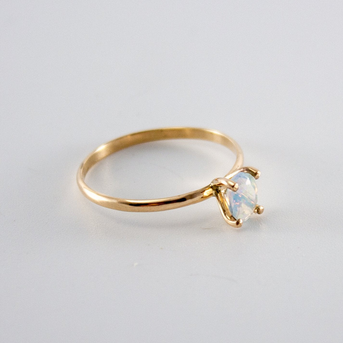 Ethiopian Opal 14K Gold Filled Ring Dainty Solitaire