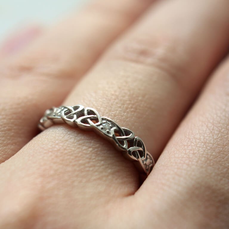 Sterling Silver Diamond Set Celtic Ring -