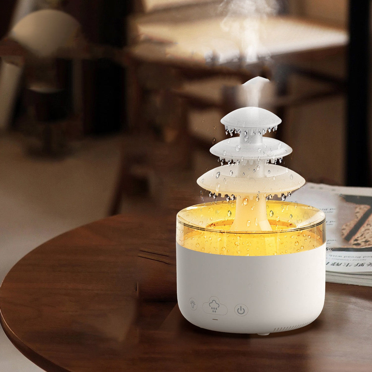 Nuevo humidificador de aire de lluvia en nube, difusor de aromaterapia con aceites esenciales, humidificador de aire de niebla silencioso USB con luz de colores