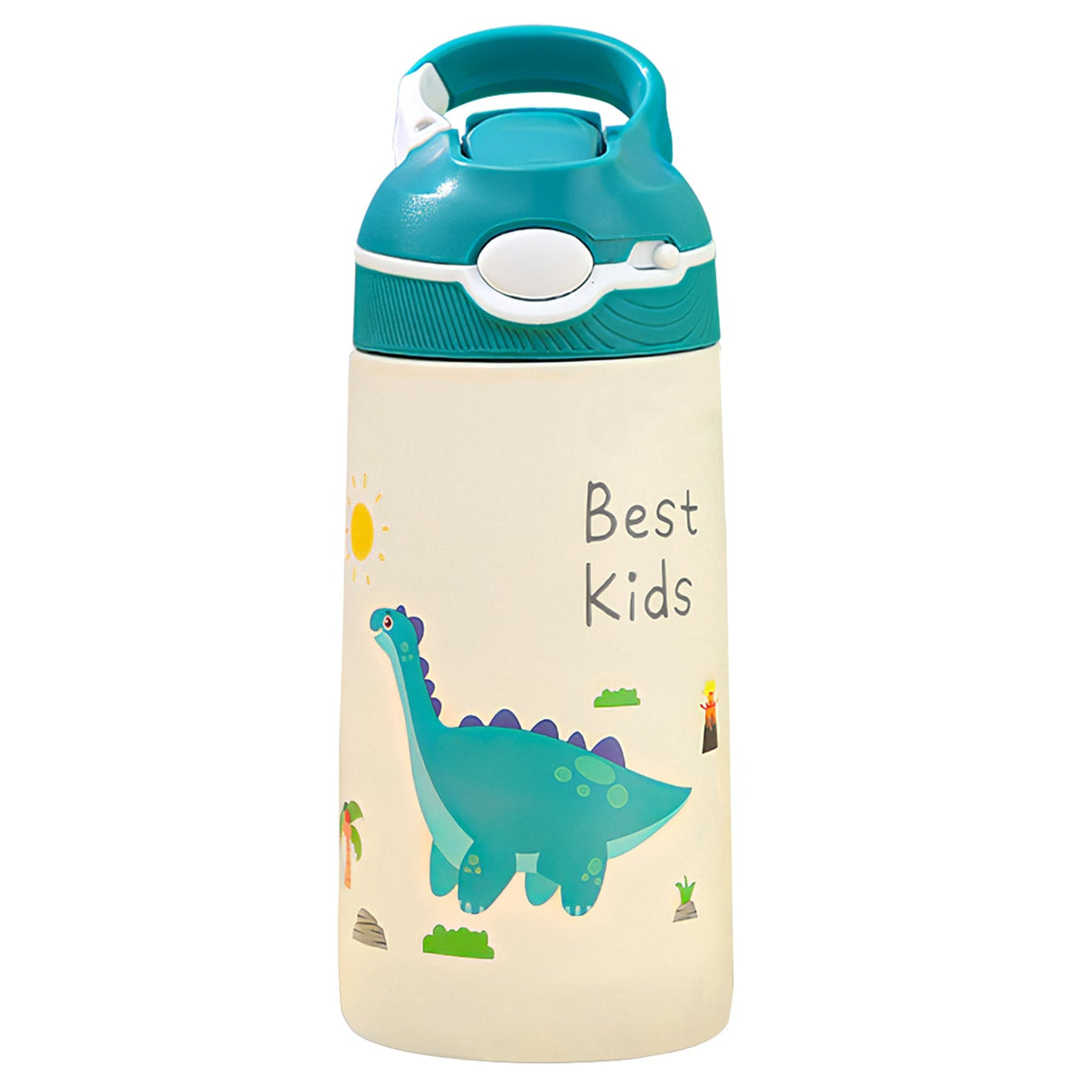 13.5Oz Insulated Stainless Steel Water Bottle Leak-proof Bottle for Kids with Straw Push Button Lock Switch Sports Water Bottle for Toddlers Boys Girl