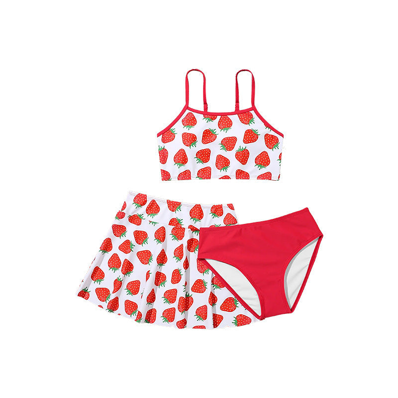 Children's Swimsuit Three-piece Girls' Skirt Middle And Big Children's Ruffled Split Swimsuit
