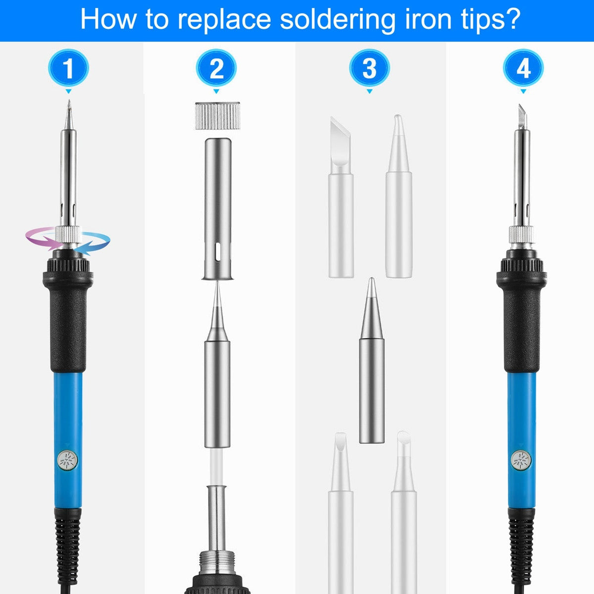 Soldering Iron 110V/60W Adjustable Temperature (392 -842 ) PCB Electric Welding Iron with 5Pcs Different Tips