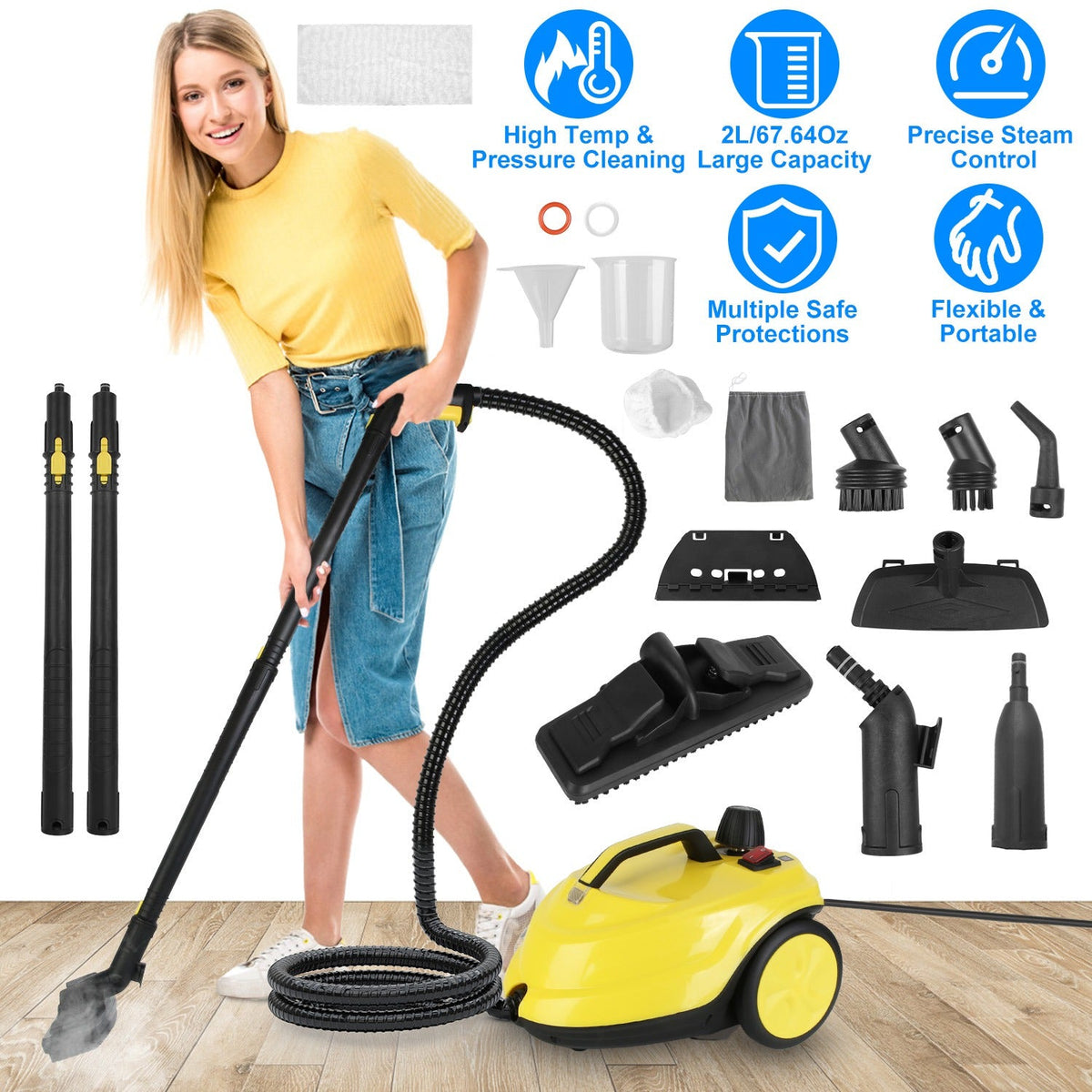 Steam Cleaning Machine with Wheels – All-Surface Deep Clean