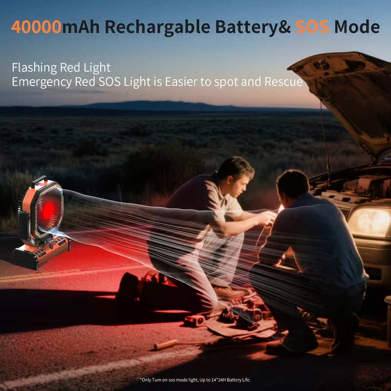 12-Inch Portable Camping Fan with LED Light