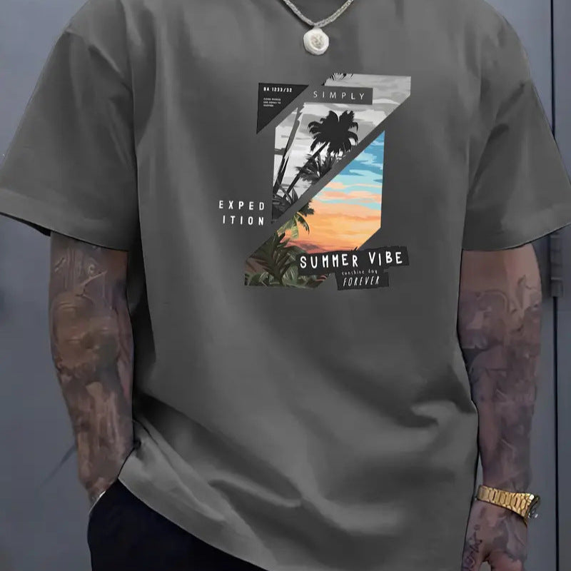 Color-Block Fashion 3D-Printed Summer Mens T-Shirt