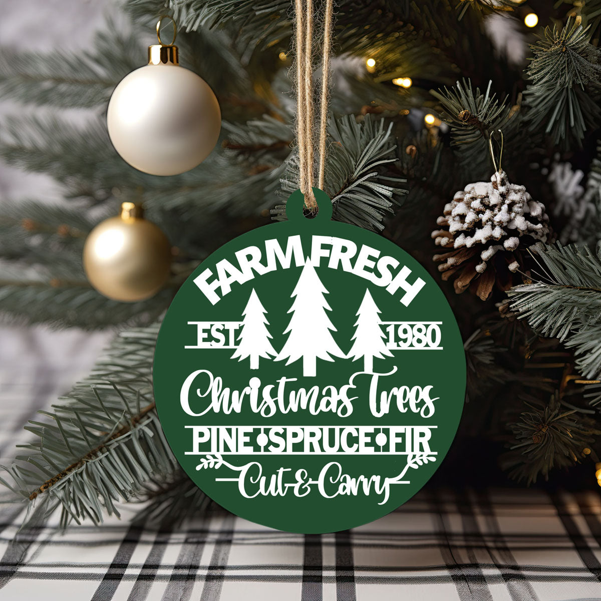 Handcrafted 3D Wooden Christmas Ornaments Farm Fresh Imperfect Set Tree Hanging Holiday Decor