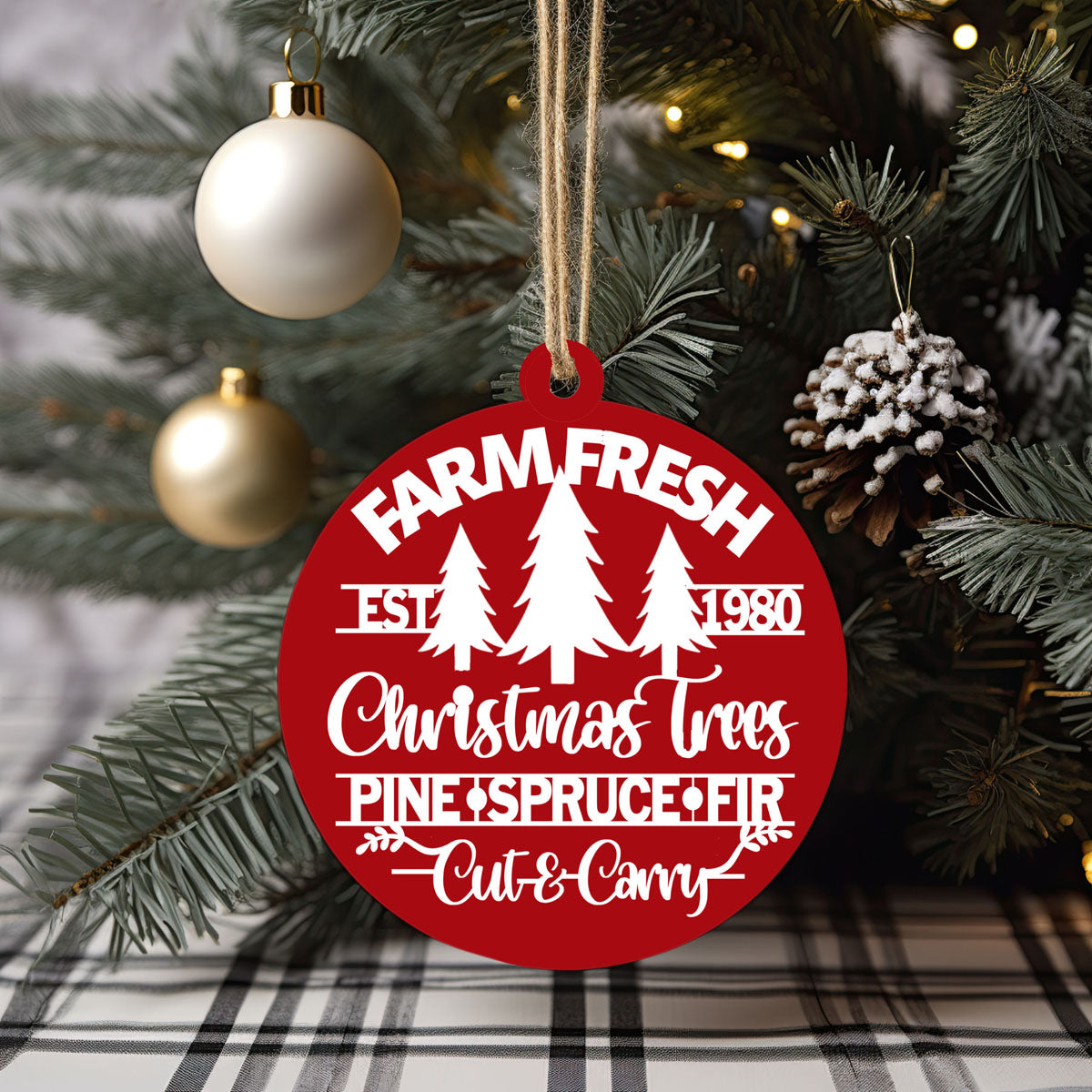 Handcrafted 3D Wooden Christmas Ornaments Farm Fresh Imperfect Set Tree Hanging Holiday Decor