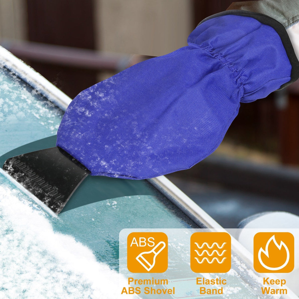Ice Scraper Glove Car Windshield Snow Scraper Remover Glove Lined of Fleece Winter Ice Scraper Mitt Keep Warm