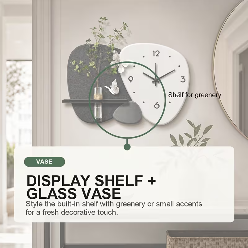 Modern Minimalist Wall Clock with Floating Shelf
